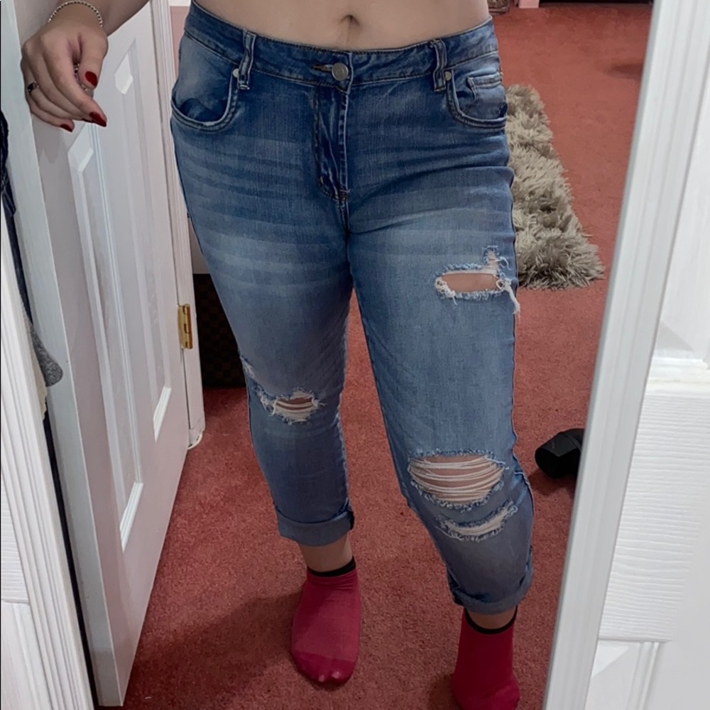 distressed boyfriend jeans